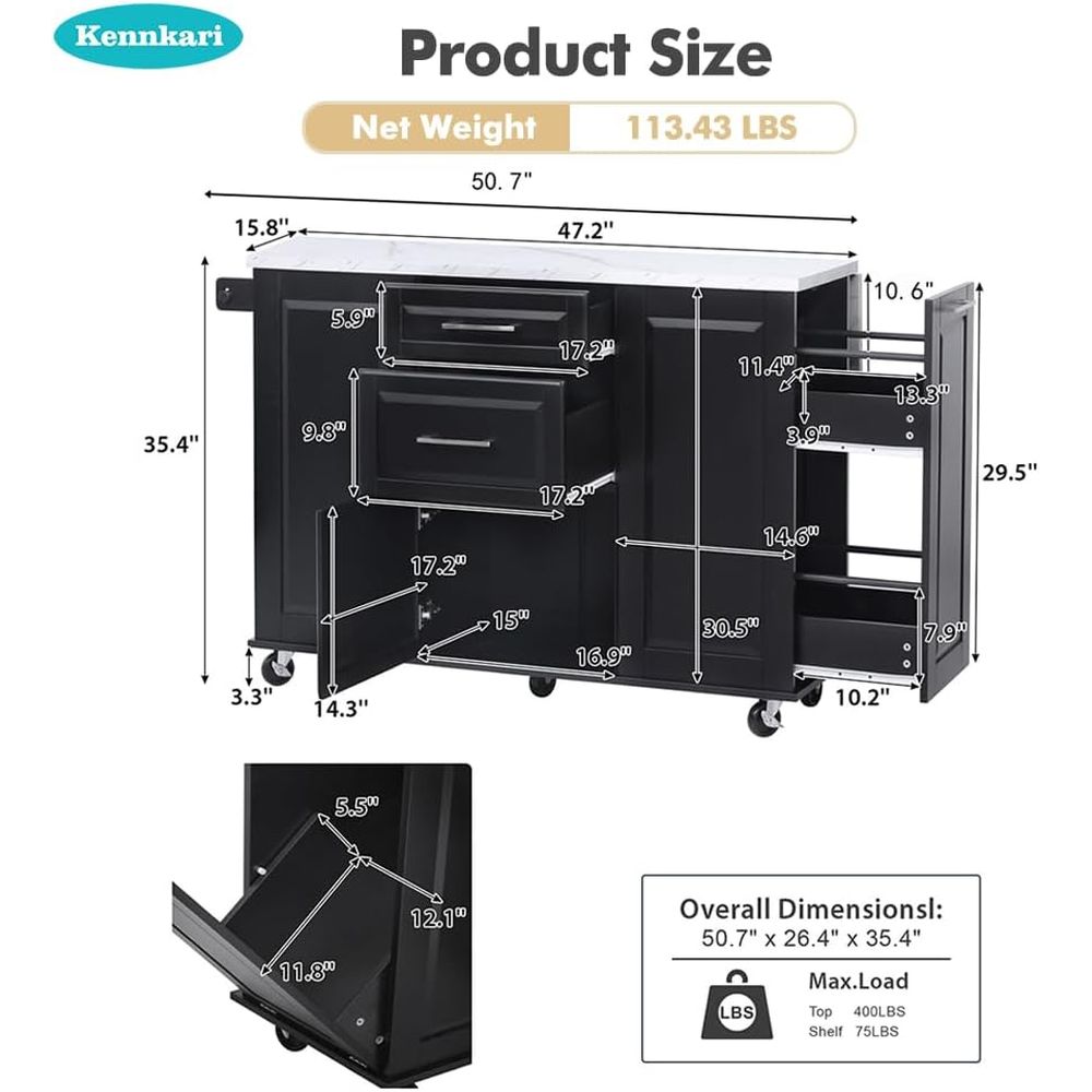50.7 Mobile Kitchen Island wit - Mobile & Tablet Accessories recension och pris