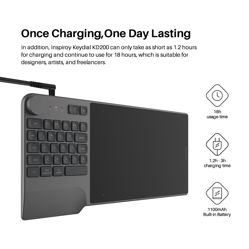 Huion KD200 Inspiroy Keydial W - Huion Tablet Accessories recension och pris