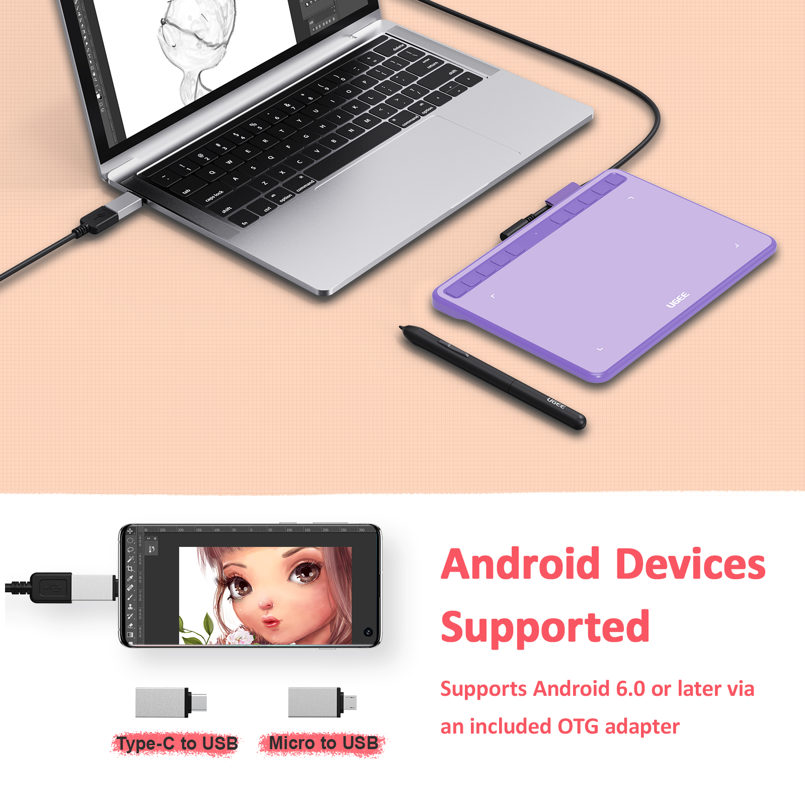 UGEE S640 Graphics Tablet 6.3x - Huion Tablet Accessories recension och pris