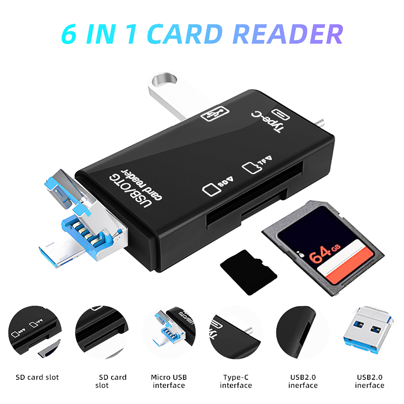 USB Type C Card Reader 6 in 1  - Tablet Accessories For Reading recension och pris