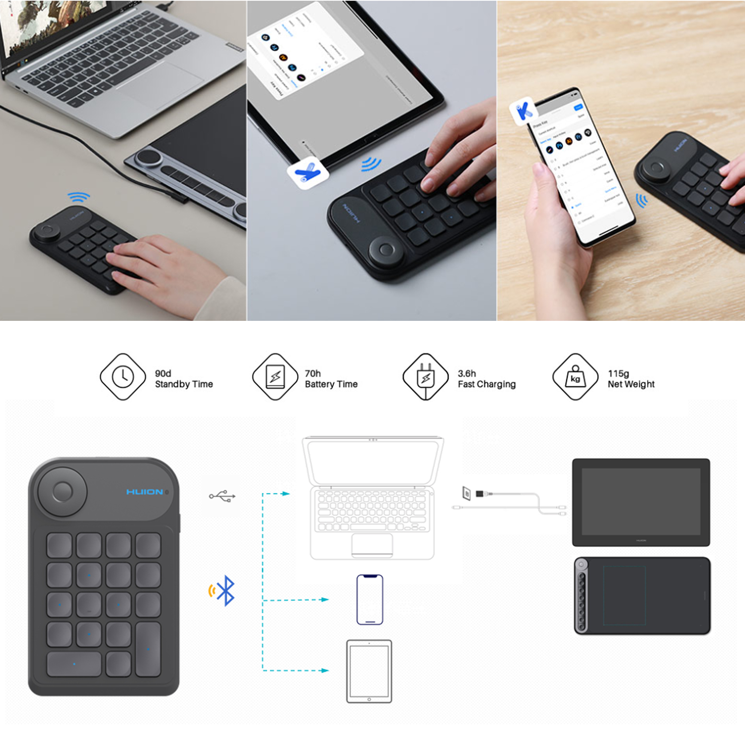 HUION Keydial Mini Wireless Ke - Huion Tablet Accessories recension och pris